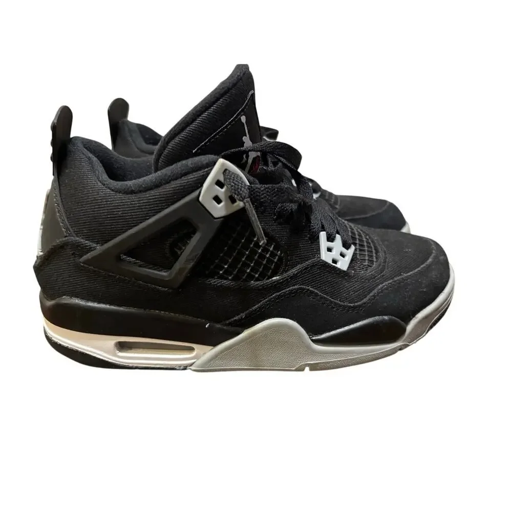 Air Jordan 4 Retro SE GS Black Canvas Sneakers SZ 6.5Y
